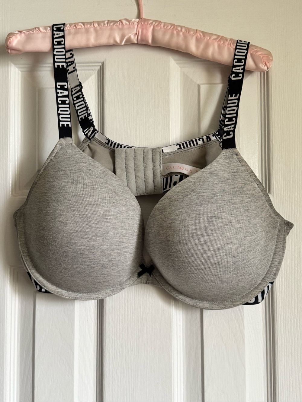 Cacique Gray Padded T-Shirt Bra with Branded Straps
